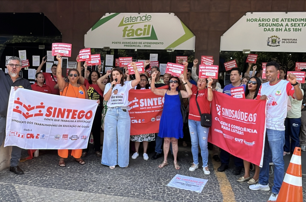 SINTEGO e Sindsaúde fazem ato em defesa do IMAS