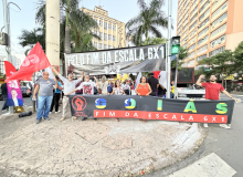 CUT Goiás realizou ato pelo fim da escala 6x1, em Goiânia.